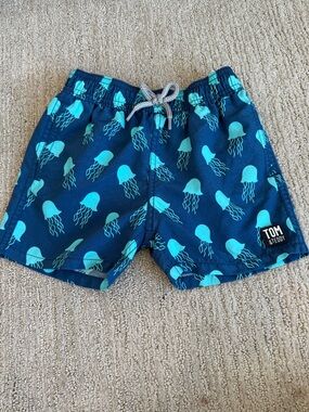 Tom & Teddy Navy and Teal Jellyfish Swim Shorts